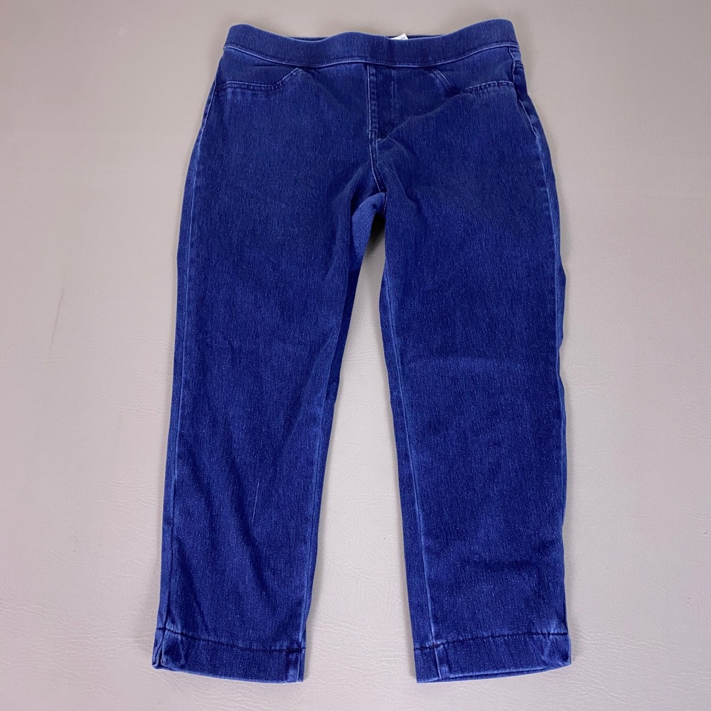 Time and Tru Pull On Jeggings Large 12-14 Women's Blue Denim Dark Wash Cropped
